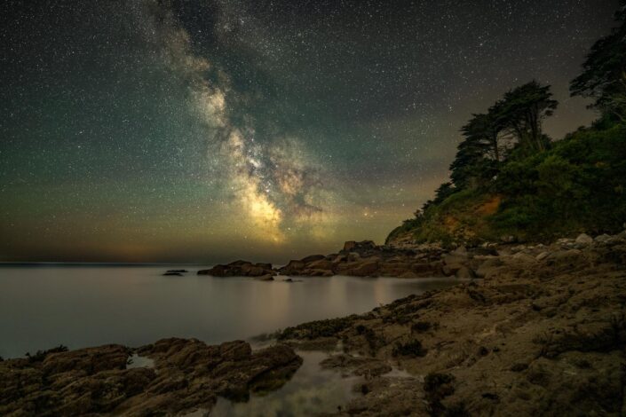 Milky Way over Kemyel Crease Nature Reserve, Mousehole, Cornwall.