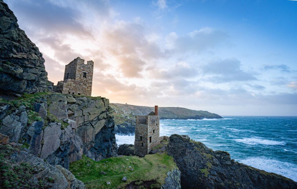 An alternative view of the  Crowns Mine Engine Houses at Botallack, Cornwall